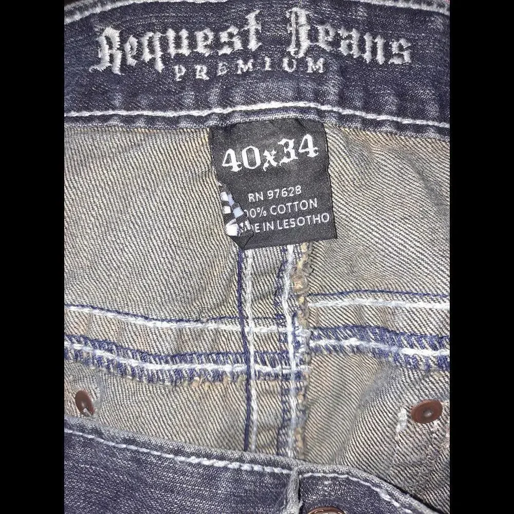 Request Blue Semi Distressed‎ Jeans With Decorative Pocket Size 40x34